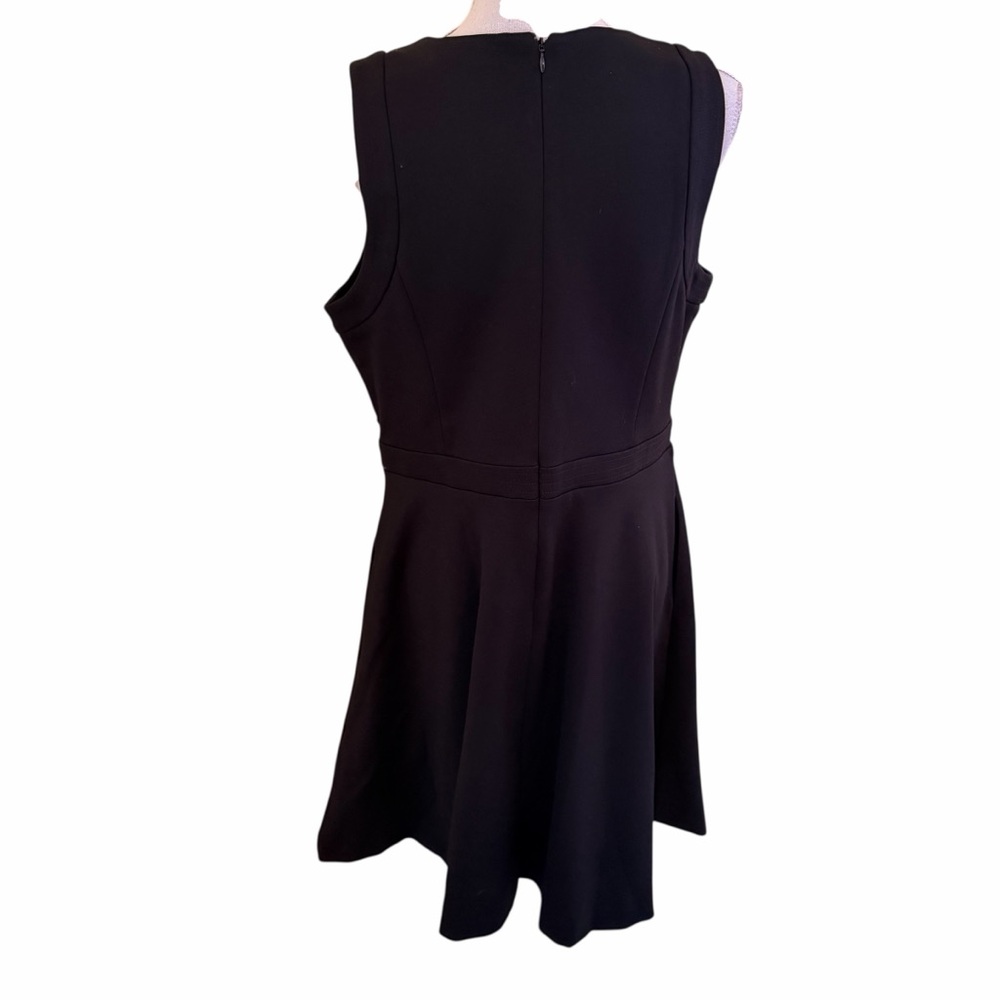 White House Black Market Black Ponte Sleeveless Aline Dress /Gold Button Trim - Picture 9 of 11